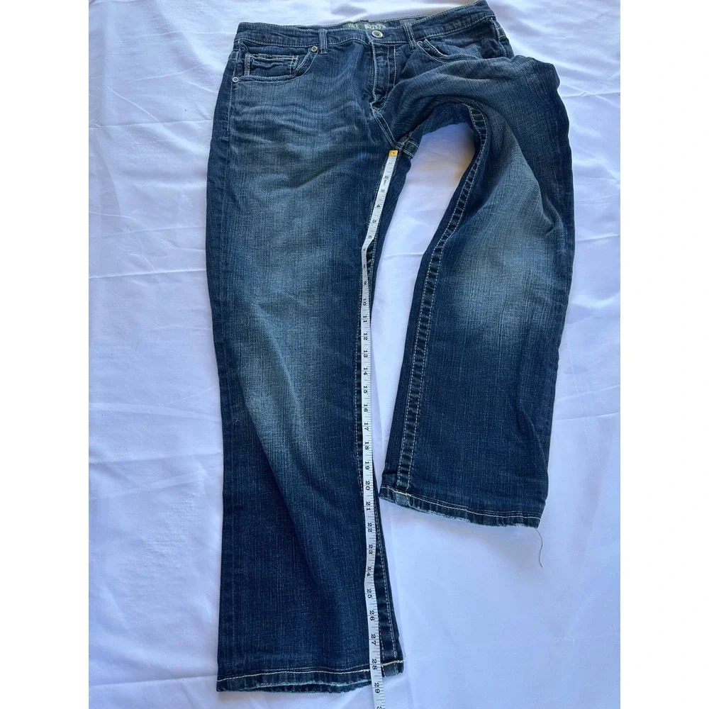 BKE Tyler Straight Leg Jeans Mens 33R Dark Wash Embroidered Pockets Denim Pants